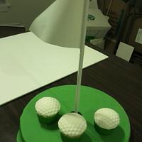 Golf ball cupcakes on the green