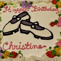 Clogging shoe cake with buttercream flowers
