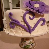 Elegant white and purple 39th birthday cake