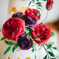 Sugar Flower and Sugar Lace Wedding Cake