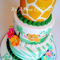 Lion Cub Themed Baby Shower Cake