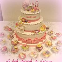 Baptism cake & cupcakes