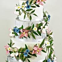 Flower Garland Wedding Cake