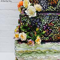 Secret Garden Stain Glass Whimsey FairyTale Frills Cake