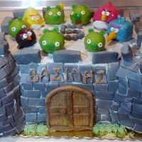 angry birds castle cake