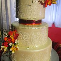 Tropical Sunset-4 Tier wedding Cake