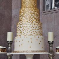 White and Gold Confetti Cake