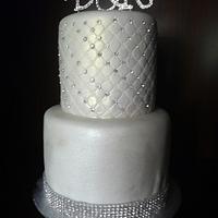 White ruffles wedding cake