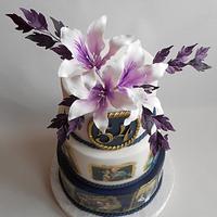 Birthday cake with eddible photo and Bauhinia