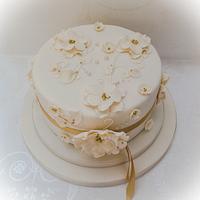 Golden wedding anniversary cake