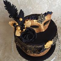 Black& Gold Masquerade cake