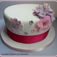 60th Floral birthday cake