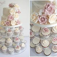 Vintage Roses & Lace Cupcake Tower 