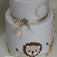 Animal Theme Boy Baby Shower Cake