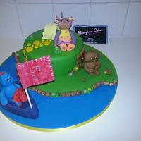 night garden theme birthday cake 
