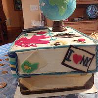 Travel inspired baby shower cake