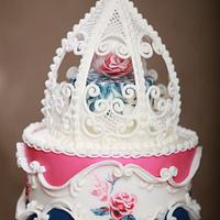 Ombre Navy-Pink Wedding Cake