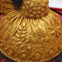 Goldhaube - traditional austrian garb concavely hat - Silver at cake-fair Austria