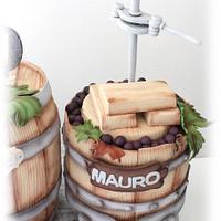 Barrel & grapes press cake