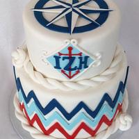 Nautical Chevron Birthday Cake