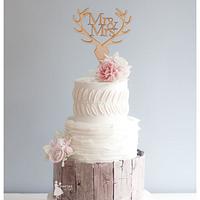 Aged wood wedding cake