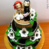 Wedding cake barrel and anemones