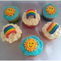 rainbow sun cupcakes