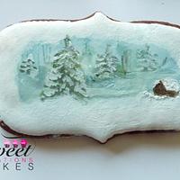 Winter/Christmas watercolor painted cookies