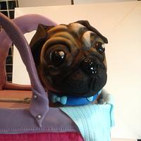 Pug dog handbag cake 