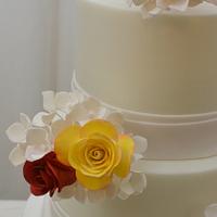 Simple White Cake with Sugar Flowers