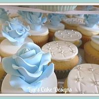 Baby Blue wedding cupcake tower