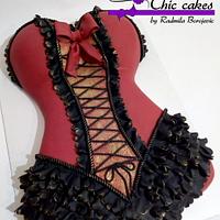Coset red with black lace