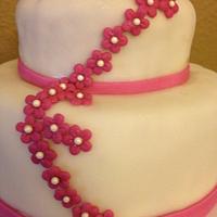 2 Tier Pink and White Wedding Cake