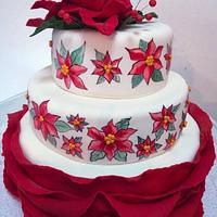 Christmas flowers birthday cake