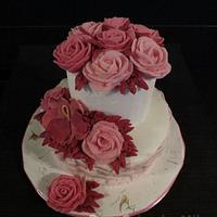 Buttercream Burgundy Roses and Pansy