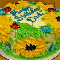 Sunflower & Ladybug cake design