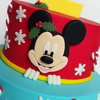 Mickey Mouse Christmas Themed Cake