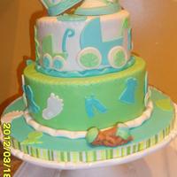 A baby stroller themed baby shower