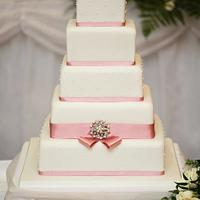 Dusky Rose & Diamante Wedding Cake