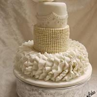 Wedding dress inspired wedding cake