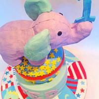 Knitted elephant 1st birthday cake 
