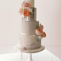 Grey marbled wedding cake