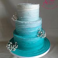 Rustic Ombre Blue Wedding Cake - Cake by MJ'S Cakes - CakesDecor