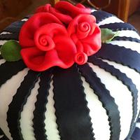 Black & White Stripes with Ribbon Roses