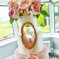 Blush floral ruffle cake