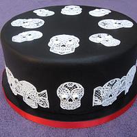 Day of the Dead party cake with Googly Eyes
