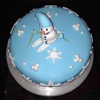 Blue & white Christmas cake