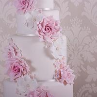 Cascasding Rose Wedding Cake