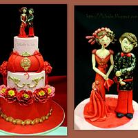 Oriental Wedding Cake With Fashionista Topper