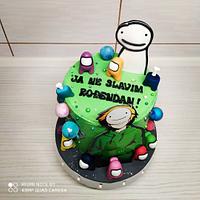Dream cake with Among us figurines